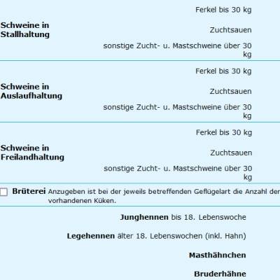 Ein Formular zur „Tierzahlmeldung“ der „Tierseuchenkasse“