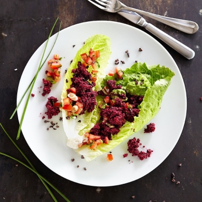 Romana-Salat-Tacos bei der Tafel.Runde mit Boris Lauser